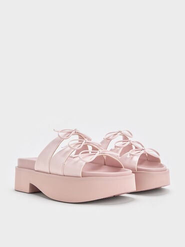 Dorri Triple-Bow Platform Sandals, Pink, hi-res