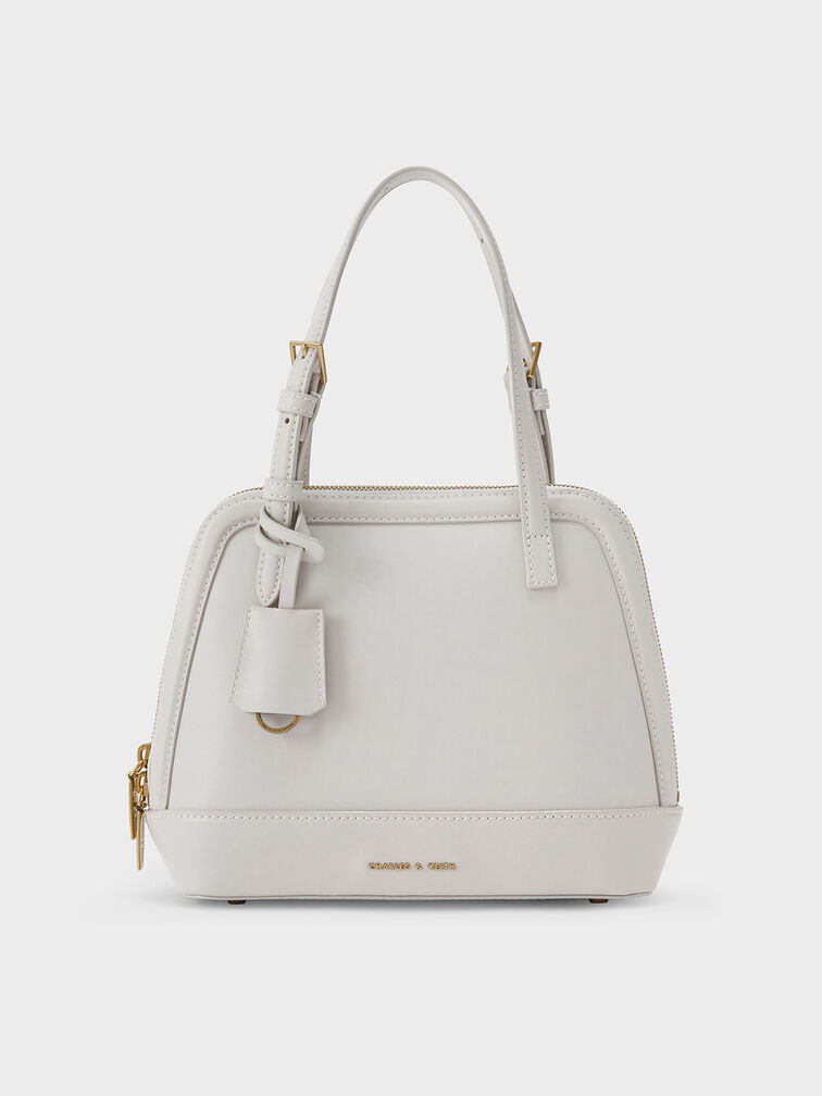 Enola Structured Top Handle Bag, Light Grey, hi-res