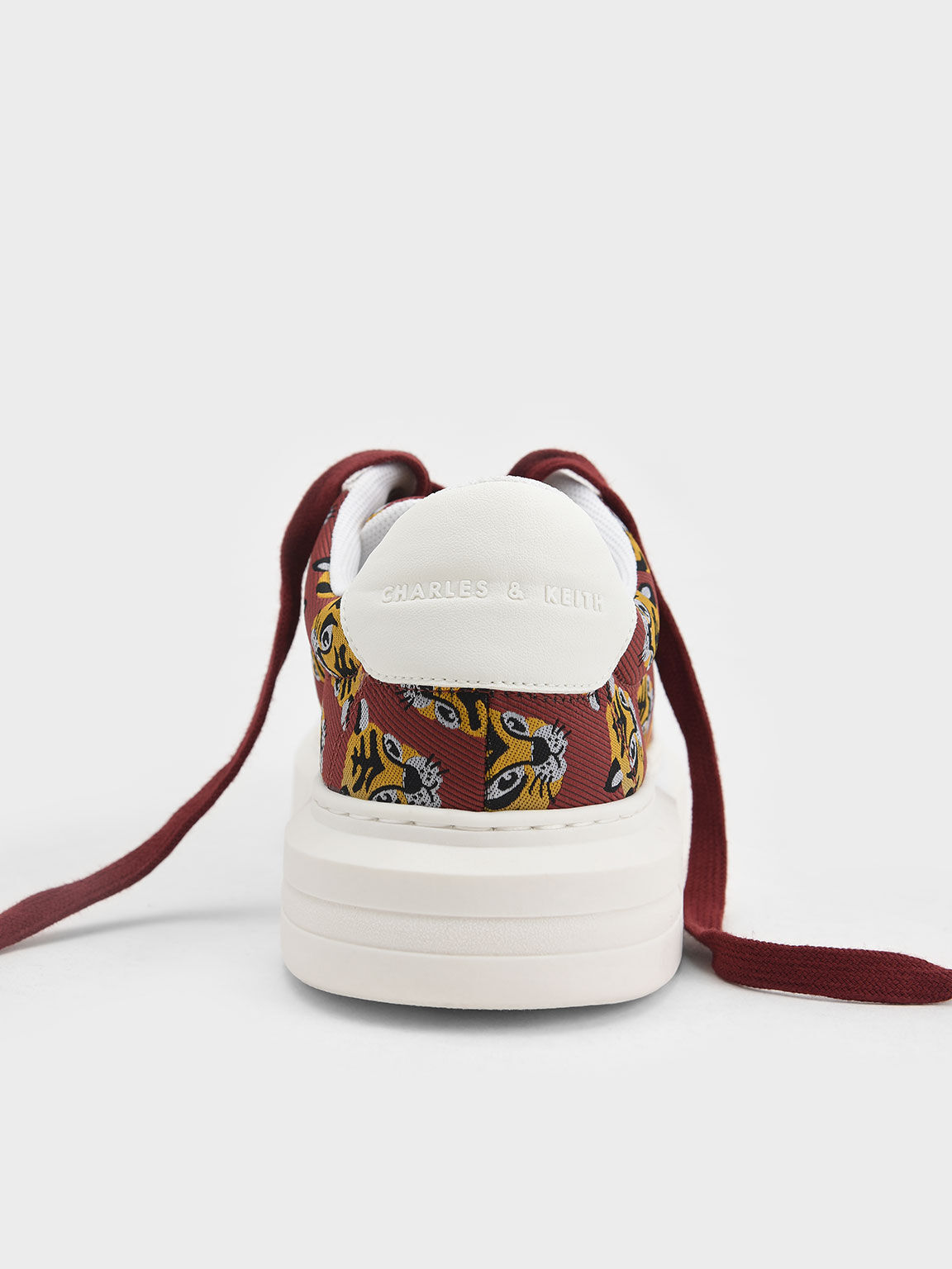 Lunar New Year Collection: Stevie Tiger-Print Jacquard Sneakers, Red, hi-res