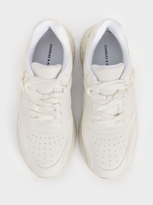 Lace-Up Chunky Sneakers, White, hi-res