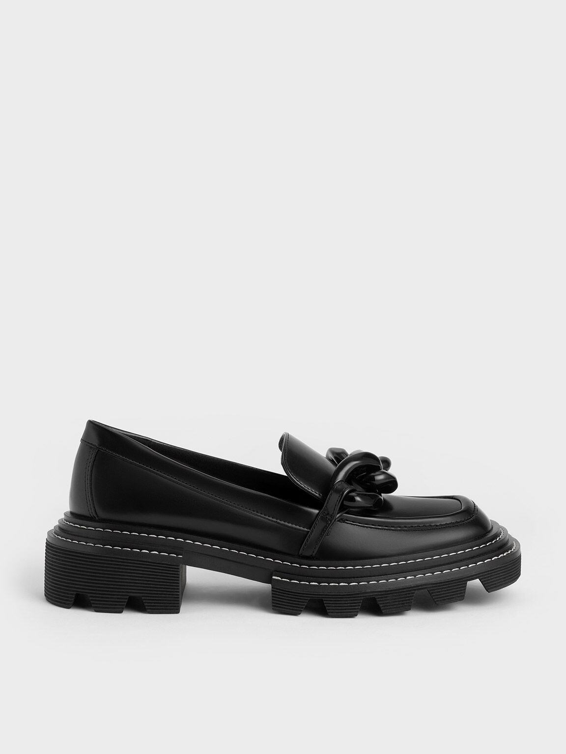 Perline Chunky Chain Loafers, Black, hi-res