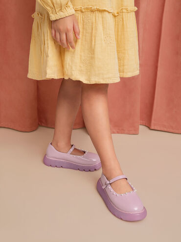 Chaussures Mary Jane vernies ornées de perles - Enfant, Lilas, hi-res