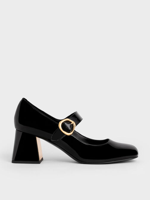 Zapatos Mary Jane con hebilla de charol, Negro, hi-res