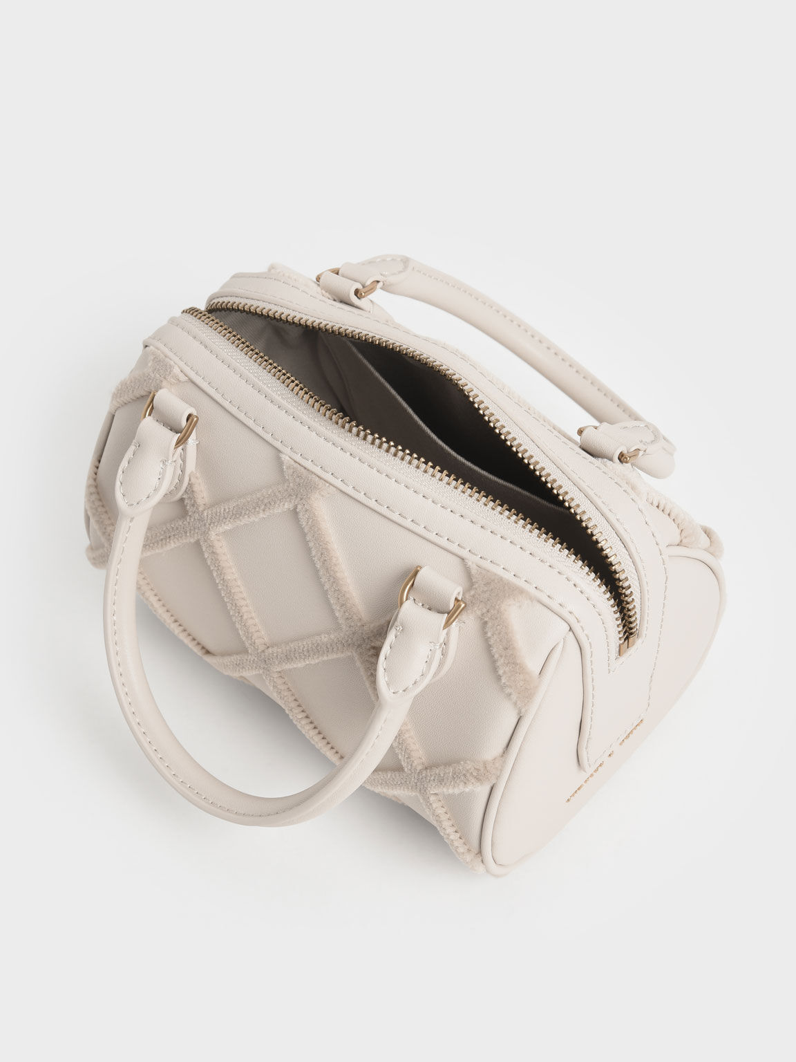 Cleo Criss-Cross Pattern Top Handle Bag, Ivory, hi-res