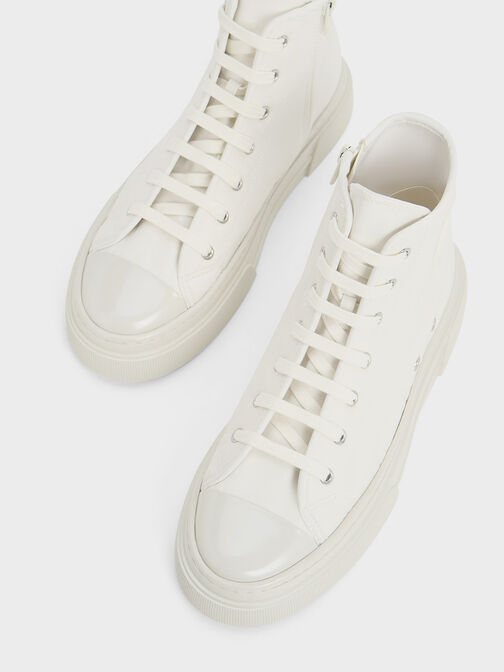 Kay Nylon Two-Tone High-Top Sneakers, White, hi-res