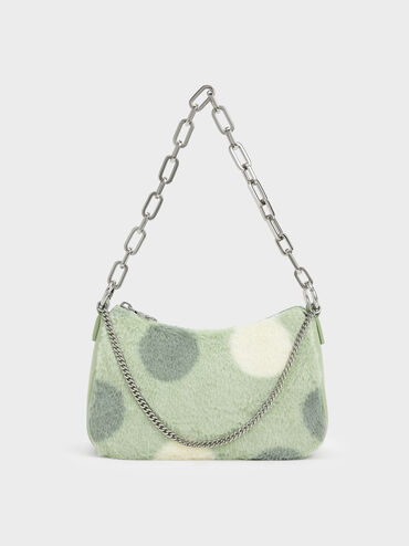 Chailly Chain Handle Furry Crossbody Bag & Pouch, Verde menta, hi-res