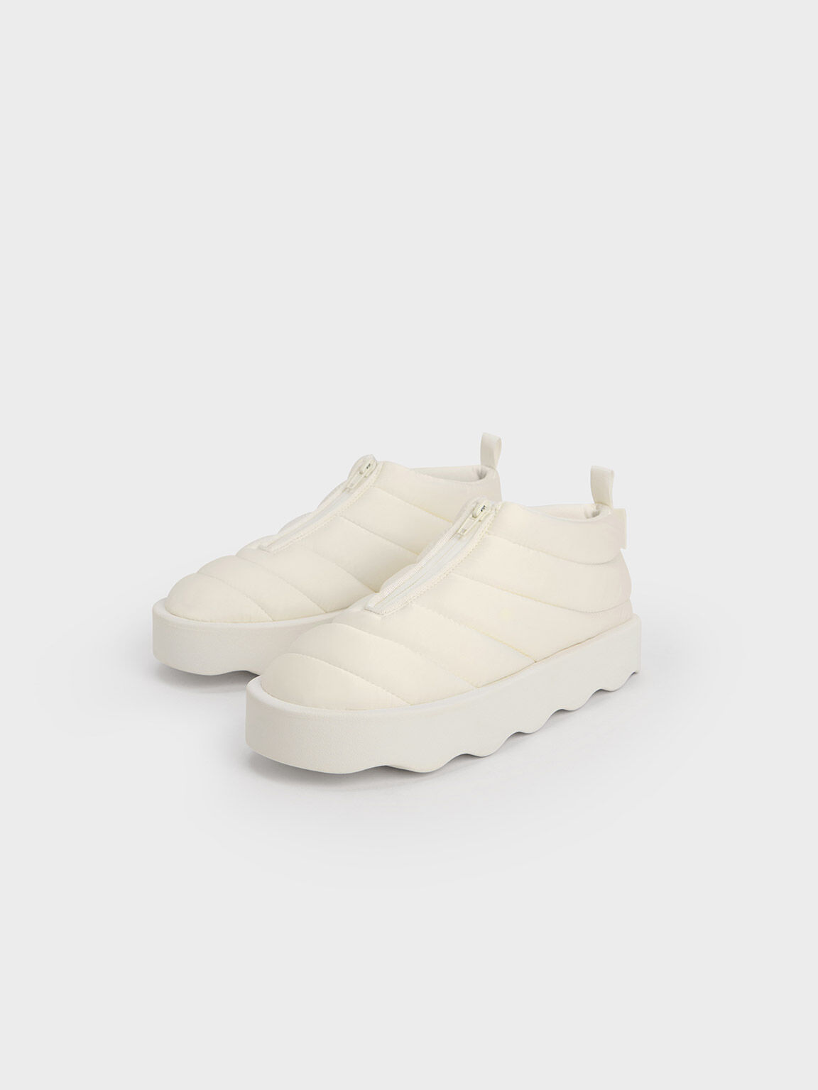 Puffy Nylon Panelled Sneakers, White, hi-res
