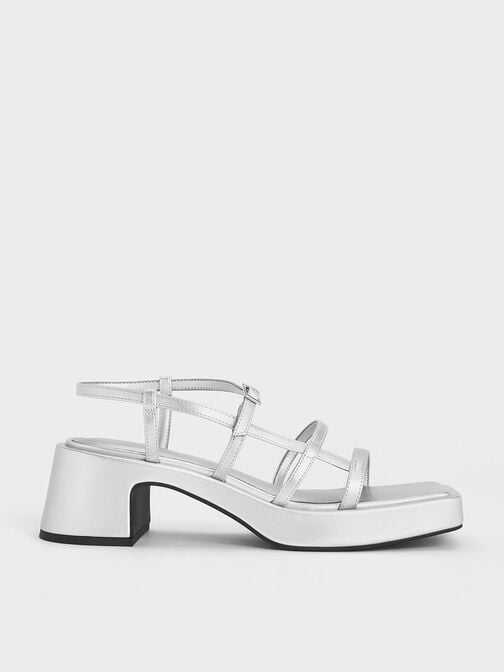 Selene Strappy Sandals, Silver, hi-res