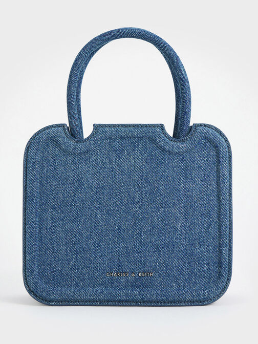 Perline Denim Sculptural Top Handle Bag, Denim Blue, hi-res
