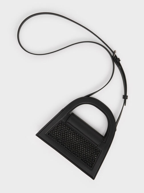 Este Crystal-Embellished Top Handle Bag, Black, hi-res