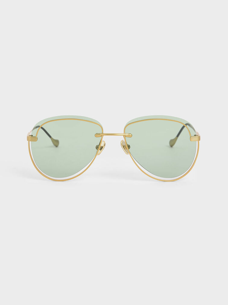 Cut-Out Tinted Sunglasses, Verde, hi-res