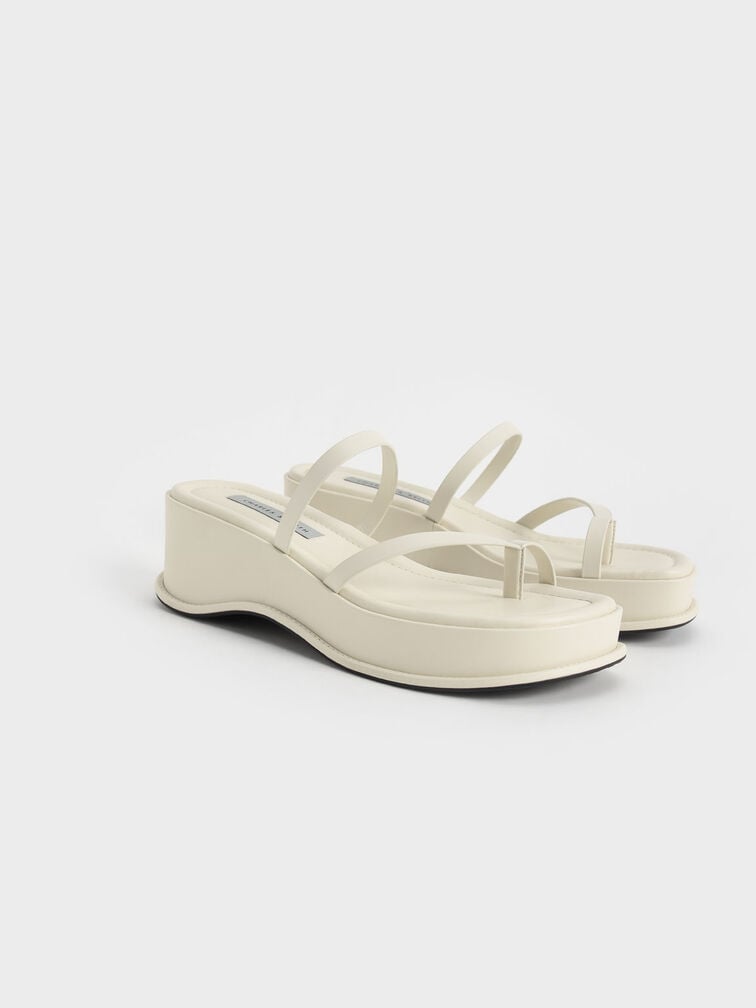 Toe Loop Flatform Sandals, Blanco tiza, hi-res