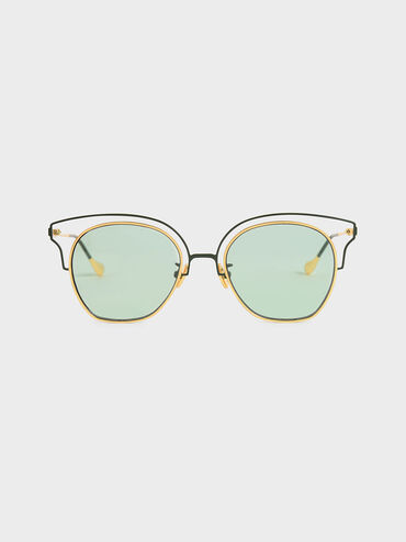 Cut-Out Tinted Sunglasses, Green, hi-res