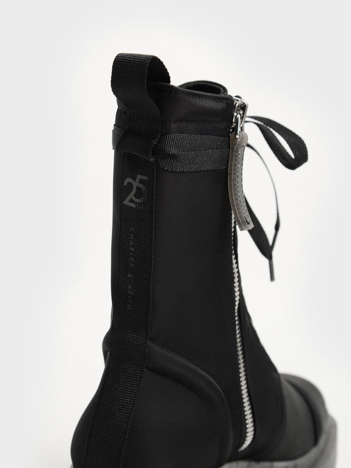 Charli Recycled Nylon Lace-Up Ankle Boots, Black, hi-res