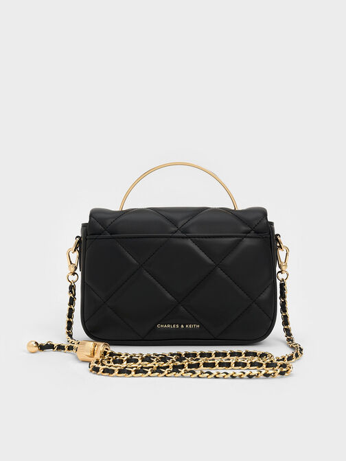 Quilted Boxy Top Handle Bag, Black, hi-res