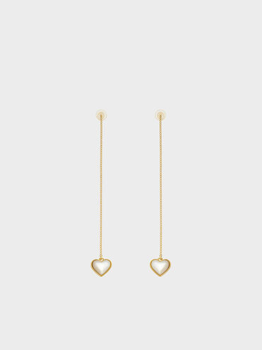 Boucles d'oreilles pendantes à pierre en forme de cœur Annalise, Or, hi-res