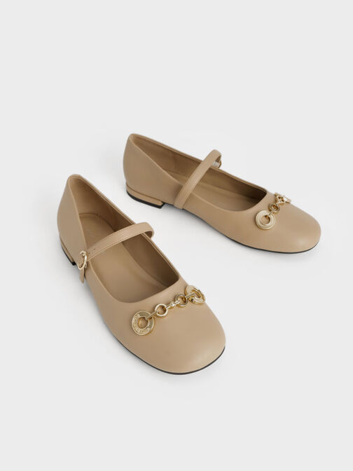 Chaussures Mary Jane avec détail métallique, Neutre, hi-res