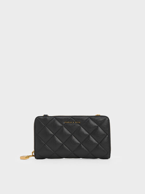 Swing Quilted Zip Key Pouch, Black, hi-res