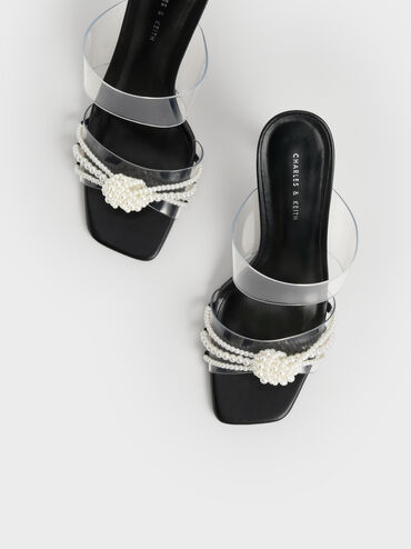 Zapatos de tac�n escultural con cuentas, Negro, hi-res
