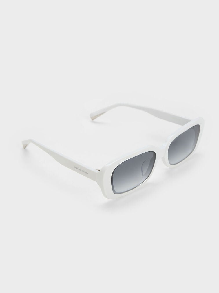 Gafas de sol rectangulares de acetato reciclado, Blanco, hi-res