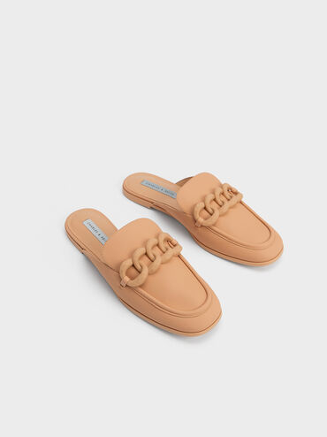 Chunky Chain Loafer Flats, Camel, hi-res