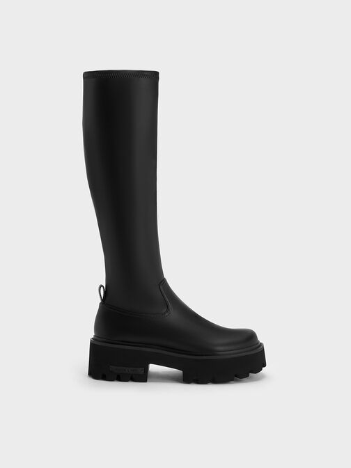 Imogen Chunky Platform Knee-High Boots, Black, hi-res
