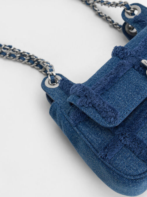 Bolso Suki de mezclilla con adorno de candado, Azul mezclilla, hi-res