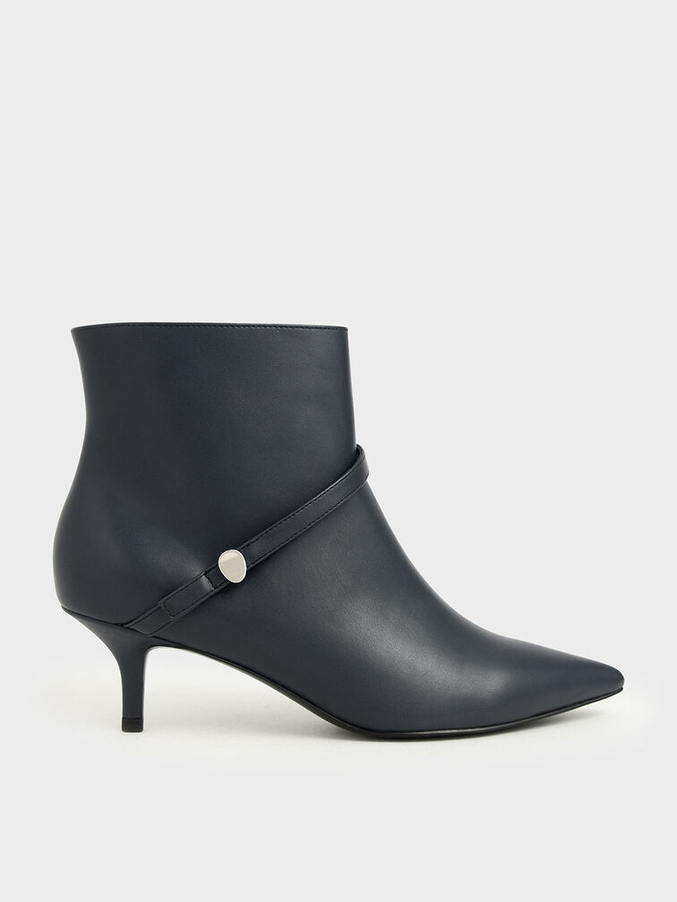 Pointed Toe Ankle Boots, Dark Blue, hi-res