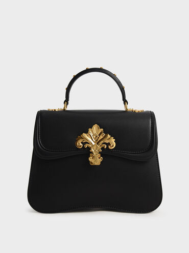 Meriah Studded Top Handle Bag, Black, hi-res