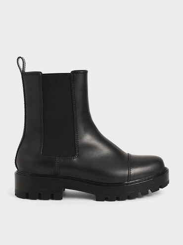 Chunky Sole Chelsea Boots, Black, hi-res