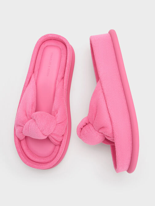 Loey Textured Knotted Slides, Pink, hi-res