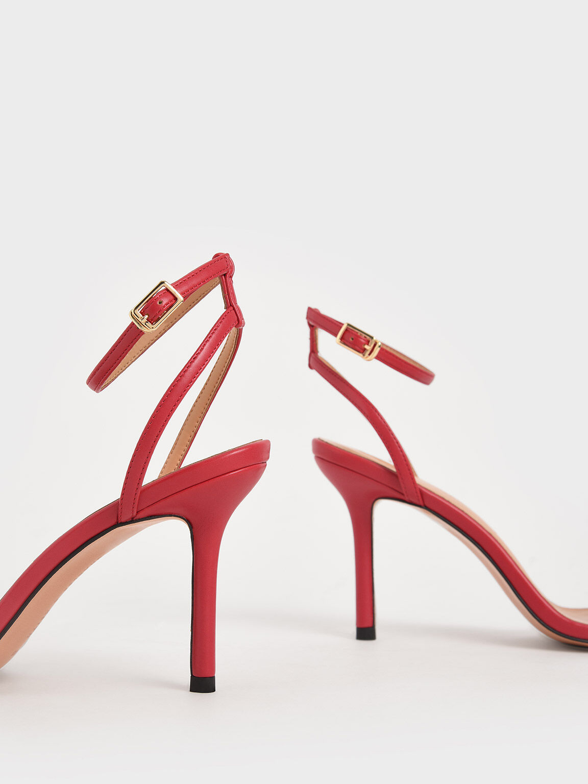 Bow Ankle Strap Sandals, Red, hi-res