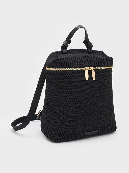 Ida Knitted Backpack, Black, hi-res