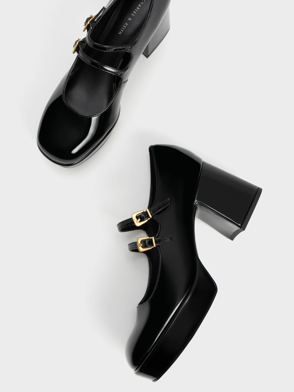 Black Square-toe patent-leather Mary Jane pumps | Miu Miu | MATCHES UK