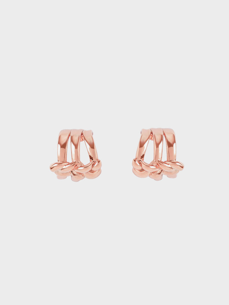 Sculptural Stud Earrings, Oro rosa, hi-res