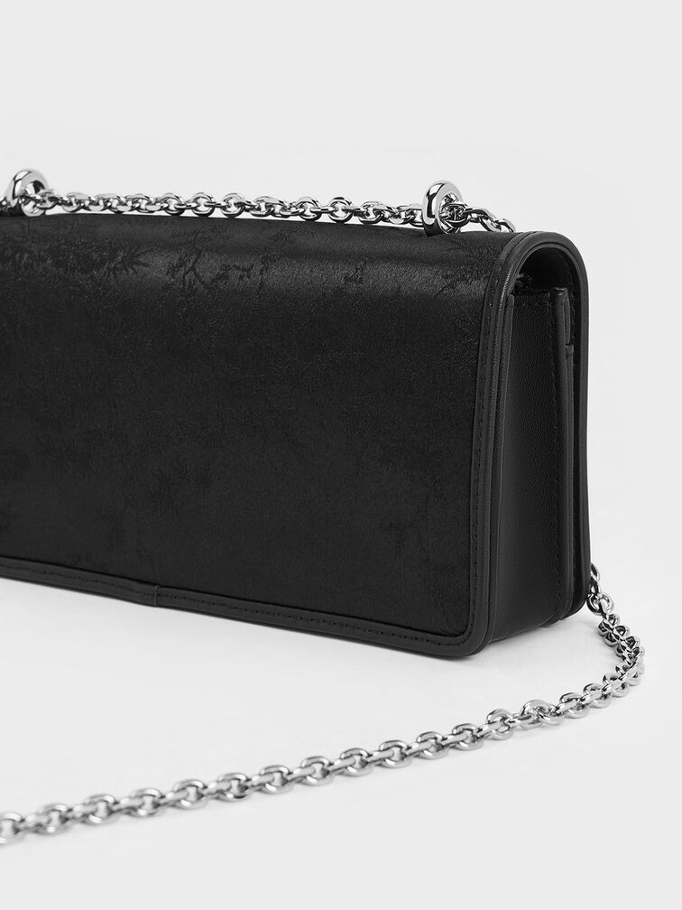 Paffuto Recycled Satin Chain Handle Long Wallet, Noir, hi-res