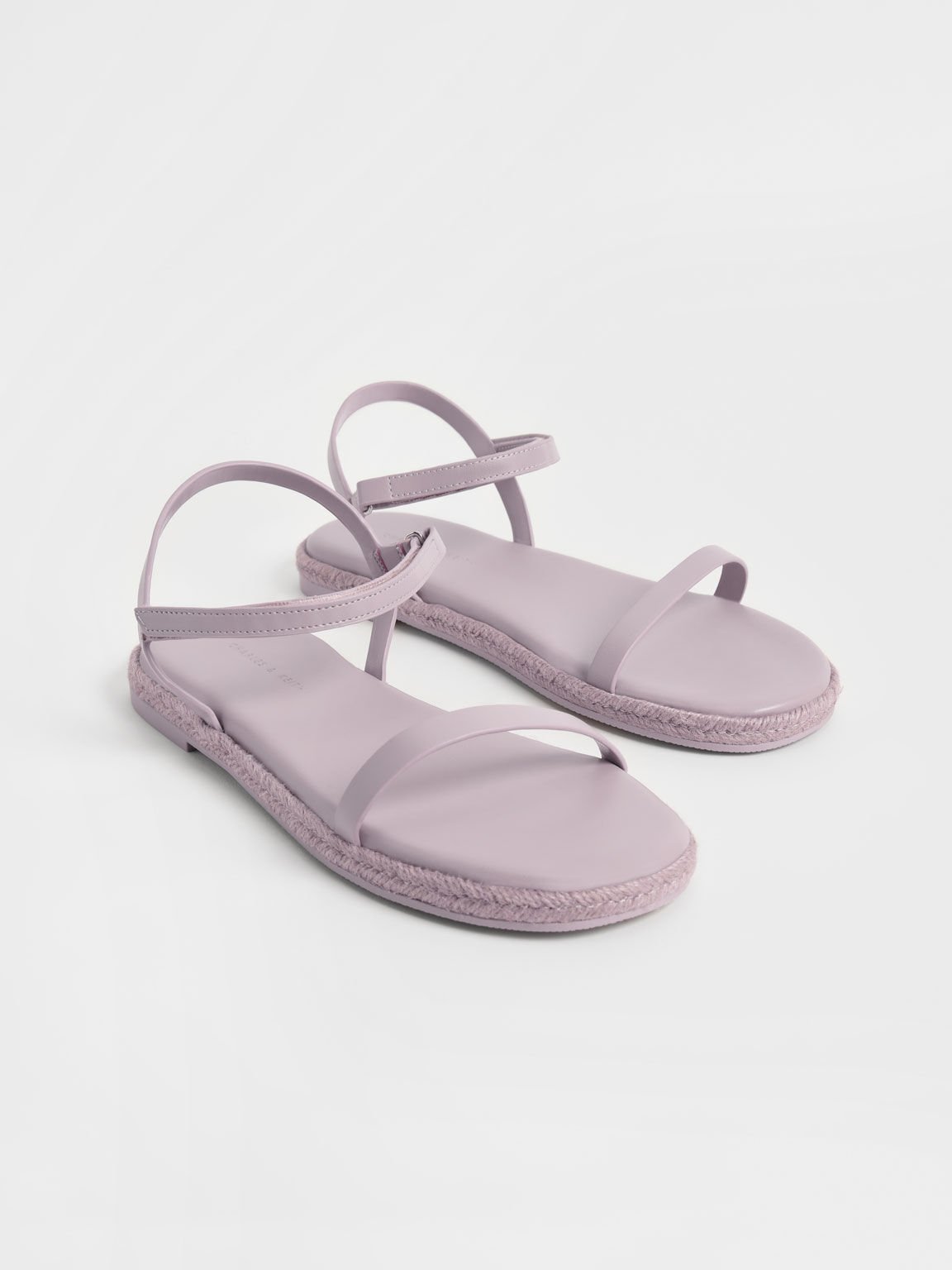 Ankle-Strap Flat Espadrille Sandals, Lilac, hi-res