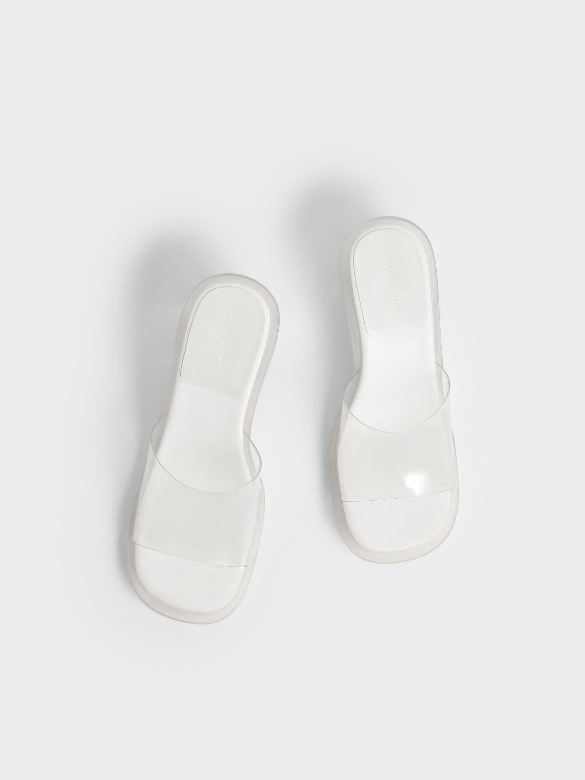 Madison Clear Sculptural Heel Mules, White, hi-res