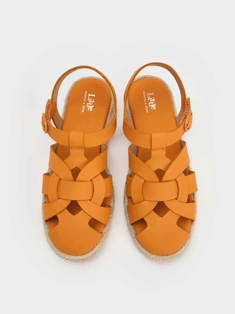 Sandales espadrilles entrelacées - Enfant, Orange, hi-res