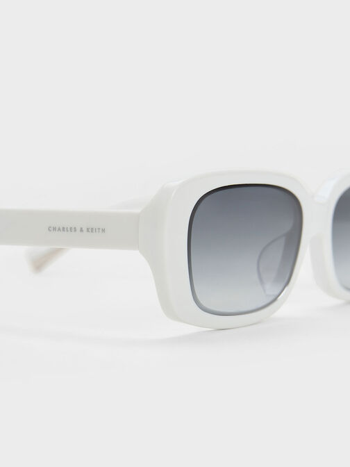 Rectangular Recycled Acetate Sunglasses, White, hi-res