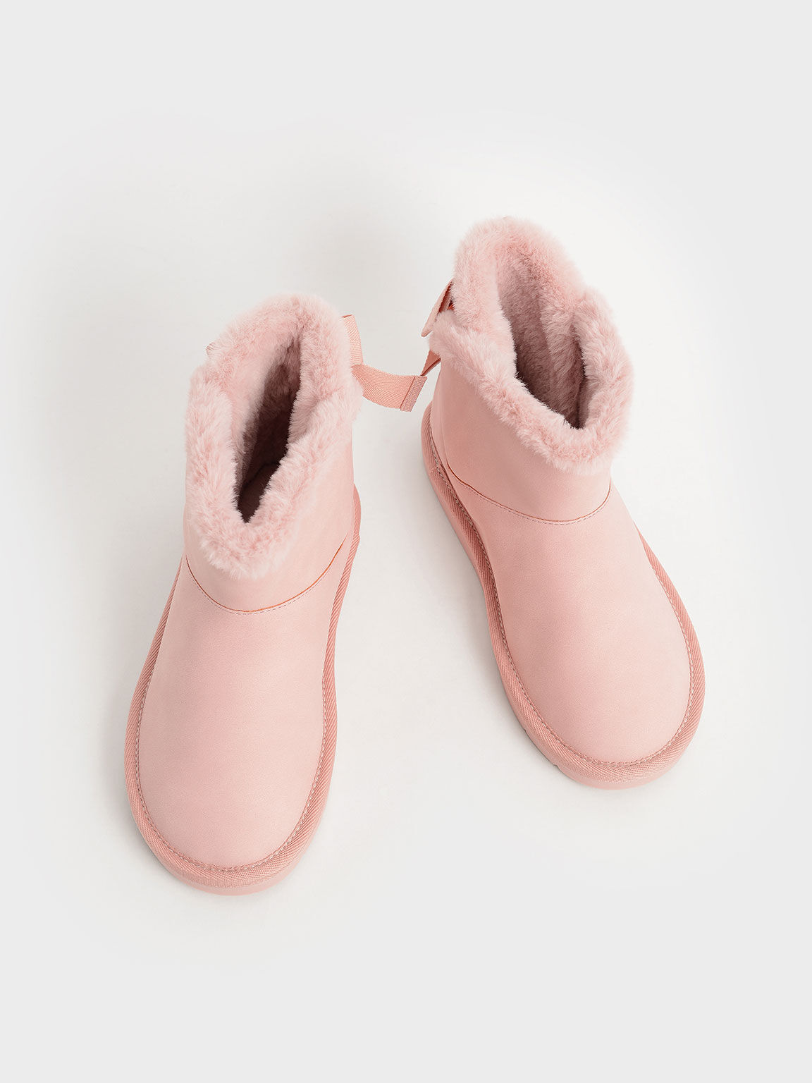 Girls' Fur-Trimmed Slip-On Ankle Boots, Blush, hi-res