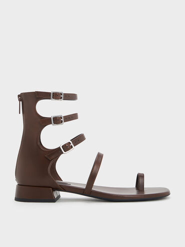 Lyric Gladiator Toe-Ring Sandals, Brown, hi-res
