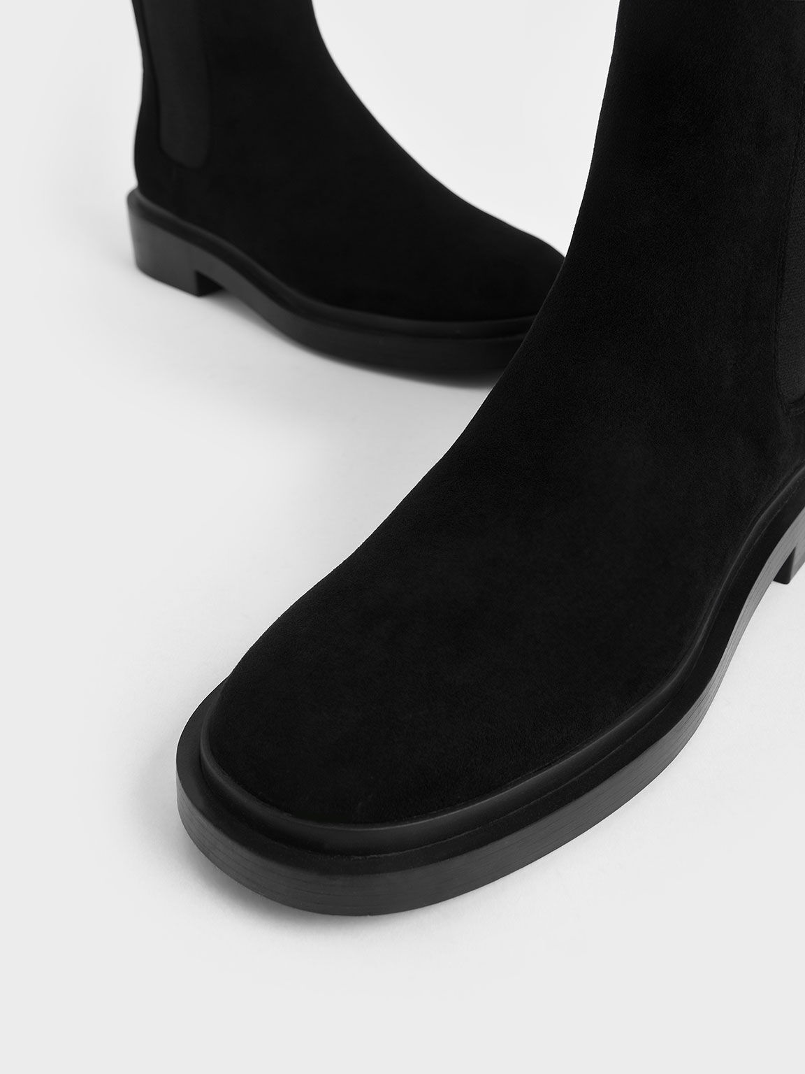 Textured Chelsea Block-Heel Boots, Black Textured, hi-res