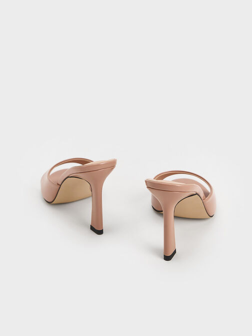 Patent Open-Toe Heeled Mules, Nude, hi-res