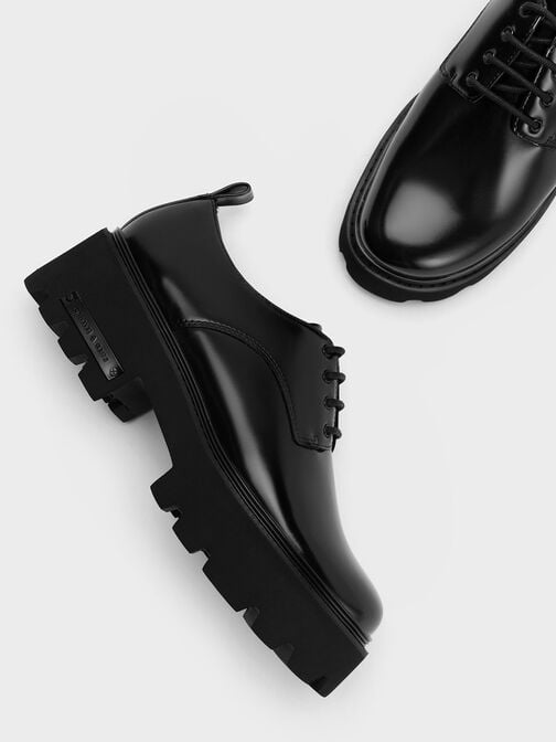 Zapatos Oxford de plataforma Imogen, Negro pulido, hi-res