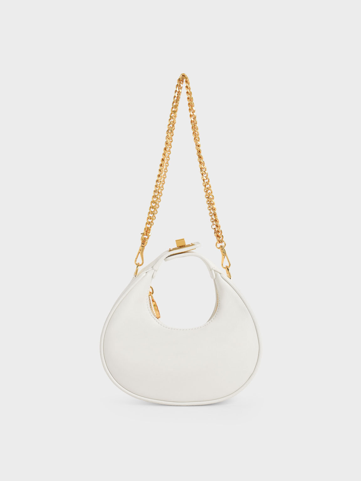 Mini Crescent Hobo Bag, White, hi-res