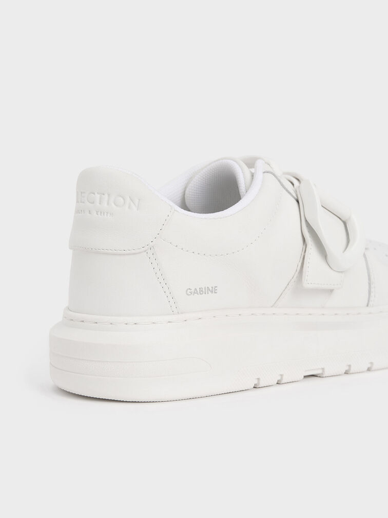 Gabine Leather Low-Top Sneakers, White, hi-res