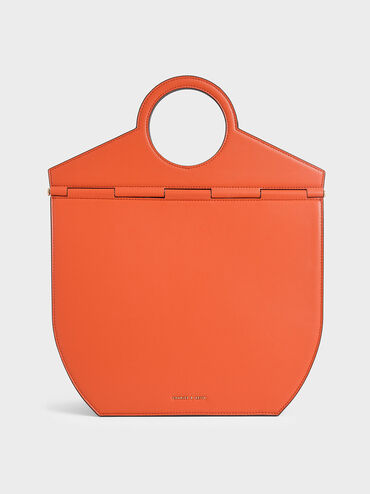 Geometric Tote Bag, Orange, hi-res