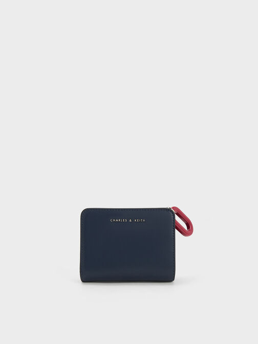Oval Keychain Zip Wallet, Navy, hi-res