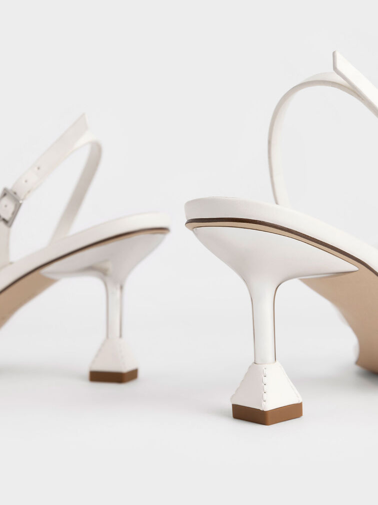 Sculptural Heel Thong Sandals, White, hi-res